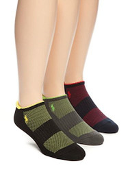 Polo Ralph Lauren Athletic Multi Tipped Tab Technical Ped Cut Socks - 3 Pack (M (10 - 13), Assorted)