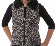 J KhakiTM Faux Fur Collar Puffer Vest Girls Leopard or Silver New MSRP $38.00