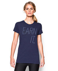 Under Armour Women's UA Earn It Tri-Blend T-Shirt (Small, Black/Navy/White)