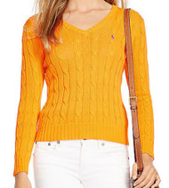 Polo Ralph Lauren Women's V Neck Cable Knit Sweater MSRP $98.50, AUTHENTIC, New