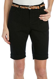 Gloria Vanderbilt Petite Rachel Belt Solid Shorts