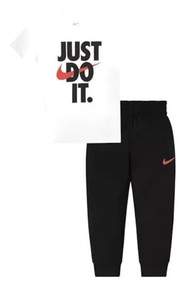 Nike NSW JDI Short-Sleeve & Joggers Set Toddler Boys (BLACK/WHITE, 4T)