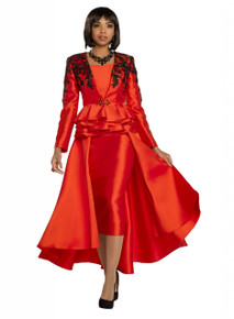 Donna Vinci Red / Black 2 Pc. Jacket & Skirt Set 11738