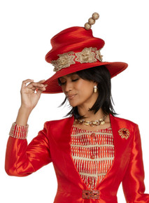 Donna Vinci Red / Gold Hat 11811