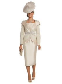 Donna Vinci Couture Champagne 2 Pc. Jacket & Skirt Set 5639