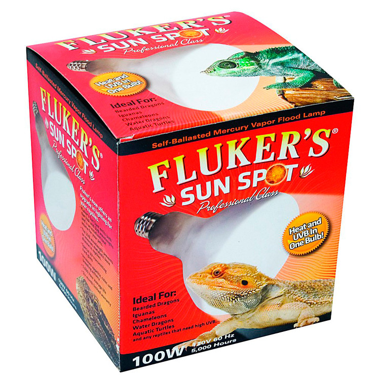 Fluker Sun Spot Mercury Vapor Bulb 100 Watt Both UVA & UVB