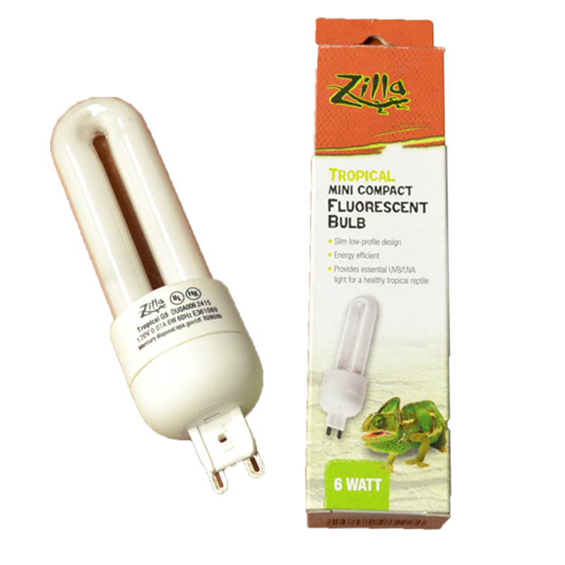 2 Pack 6 Watt Zilla Mini Compact Tropical Fluorescent Bulb 