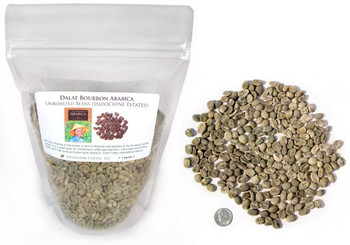 Vietnamese Dalat Bourbon Arabica, green unroasted ##for 3 pounds green, unroasted beans.##