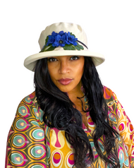 Summer Rose (MB) – Cotton (Blue Flower), Direct from the designer Peak and Brim Hats.