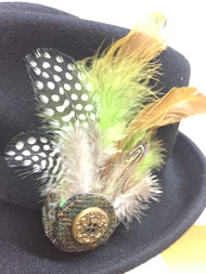 Feather Brooch - Green,  Direct from the designer Peak and Brim Hats.