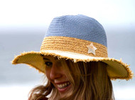 Pearl Straw Hat - Medium Brim (Blue) , Direct from the designer Peak and Brim Hats.