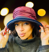 Christine Patch - Navy & Burgundy, Direct from the designer Peak and Brim Hats.