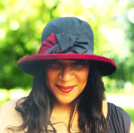 Zara in Black / Burgundy - Available with small or large Brim - Direct from the designer, Peak and Brim Designer Hats