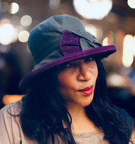 Zara in Navy / Blackcurrant - Available with small or large Brim - Direct from the designer, Peak and Brim Designer Hats