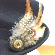 Feather Brooch - Brown, Direct from the designer Peak and Brim Hats.