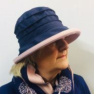 Peak and Brim Designer Hats - Lucy (Two Tone) in  Navy & Vintage Pink - direct from the designer
