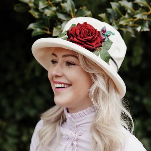Summer Rose (MB) Cotton - Vintage Red Rose, Direct from the designer, Peak and Brim Designer Hats