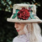 Summer Rose (MB) Linen - Vintage Red Rose, Direct from the designer, Peak and Brim Designer Hats, Direct from the designer, Peak and Brim Designer Hats