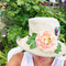 Summer Rose (SB) Linen - Vintage Peachy Pink Flower, Direct from the designer, Peak and Brim Designer Hats, Direct from the designer, Peak and Brim Designer Hats
