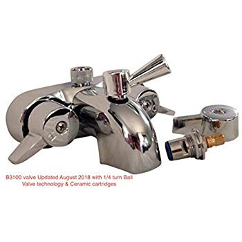 Heavy Duty B3100 3 3/8" Centers Clawfoot Tub Faucet with Ceramic Cartridges & NEW 1/4 turn Ball Valve Diverter by My PlumbingStuff