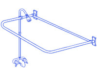 Brass Clawfoot Tub Add On Shower Includes 54" D-Shower Rod RX2300B