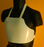 Men's/Children's Chest Protector,  A single piece of hard plastic that covers an area between the clavicle and sternum.  Mandatory for females in competition and recommended for males.
Side view