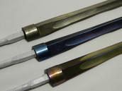Epee Electric Wired Blade, STM/Regular (non-FIE) is a higher quality spring steel blade, complete with point, for the advanced beginning to intermediate fencer. Available in Silver, Blue, Multi-Colored.A thin coding on the StM blades reduce corrosion, making it a rust resistance.  This gives the blade a greater life expectancy.

Note: Tangs can be cut to match the type of grip you are using.
  The Short Tang is commonly used for smaller grips, such as the Visconti.
  The Medium Tang is used for slightly larger grips, such as the Belgian.
  The Long Tang is used for the longer grips, such as the French.
Blades usually come with the Long Tang, if you use a French-type grip, or would like to cut your own to match your own grips.