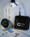 Complete Men's Foil 8-piece fencing equipment set needed to learn to fencing from the beginning lesson to getting ready to Compete:

Foil Fencing Mask with mask cord - 800N Mesh, 350N CE bib
Men's Fencing Jackets - 350N CE made with Dyneema and polyester blend material
Men's Fencing Knickers (Pants)- 350N CE made with Dyneema and polyester blend material
Men's Fencing Plastron (Underarm Protector)- 350N CE made with Dyneema and polyester blend material
Foil Fencing Glove
Electric Weapon assembled to meet the desire of the fencer
An A-shape Single Layer carry bag to carry all your equipment. Made of heavy duty nylon with a heavy duty zipper and  two pockets for storage.

All gear is 350N certified and meets requirements for competition at the local and national level tournaments.

**Note: Chest Protector is MANDATORY for girls and women when fencing in tournaments (optional for boys and men), but is highly recommended to wear it whenever you are actually fencing, even practicing, with another person.

Chest Protectors may be purchased with BestValue set at a discounted price.