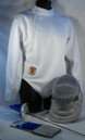Women's Basic Saber fencing equipment set (5 pieces) needed to begin to learn how to fence. Includes:

Saber Fencing Mask with mask cord - 800N Mesh, 350N CE bib
Women's Fencing Jackets - 350N CE made with Dyneema and polyester blend material
Fencing Saber Practice Glove
Practice Saber (non-electric, non-FIE) Weapon

All gear is 350N certified and meets requirements for competition at the local and national level tournaments.

**Note: Chest Protector is MANDATORY for girls and women when fencing in tournaments (optional for boys and men), but is highly recommended to wear it whenever you are actually fencing, even practicing, with another person.

Chest Protectors may be purchased with Basic Set at a discounted price on the Starter Set: Optional Equipment page.