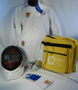 Complete Women's Epeé 7-piece fencing equipment set needed to learn to fencing from the beginning lesson to getting ready to Compete:

Epeé Fencing Mask - 800N Mesh, 350N CE bib
Women's Fencing Jackets - 350N CE made with Dyneema and polyester blend material
Women's Fencing Knickers (Pants)- 350N CE made with Dyneema and polyester blend material
Women's Fencing Plastron (Underarm Protector)- 350N CE made with Dyneema and polyester blend material
Epeé Fencing Glove
Electric Weapon assembled to meet the desire of the fencer
An A-shape Single Layer carry bag to carry all your equipment. Made of heavy duty nylon with a heavy duty zipper and  two pockets for storage.

All gear is 350N certified and meets requirements for competition at the local and national level tournaments.

**Note: Chest Protector is MANDATORY for girls and women when fencing in tournaments (optional for boys and men), but is highly recommended to wear it whenever you are actually fencing, even practicing, with another person.

Chest Protectors may be purchased with BestValue set at a discounted price.