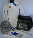 Complete Women's Saber 8-piece fencing equipment set needed to learn to fencing from the beginning lesson to getting ready to Compete:

Saber Fencing Mask with mask cord - 800N Mesh, 350N CE bib
Women's Fencing Jackets - 350N CE made with Dyneema and polyester blend material
Women's Fencing Knickers (Pants)- 350N CE made with Dyneema and polyester blend material
Women's Fencing Plastron (Underarm Protector)- 350N CE made with Dyneema and polyester blend material
Saber 800N FIE Fencing Glove
Electric Weapon assembled to meet the desire of the fencer
An A-shape Single Layer carry bag to carry all your equipment. Made of heavy duty nylon with a heavy duty zipper and  two pockets for storage.

All gear is 350N certified (except the Saber Glove) and meets requirements for competition at the local and national level tournaments.

**Note: Chest Protector is MANDATORY for girls and women when fencing in tournaments (optional for boys and men), but is highly recommended to wear it whenever you are actually fencing, even practicing, with another person.

Chest Protectors may be purchased with BestValue set at a discounted price.