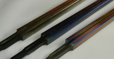 Foil Bare Blade, STM/Regular (Non-FIE) is a higher quality spring steel blade for the beginner to intermediate fencer.
Available in Silver, Blue, Multi-Colored. A thin coding on the StM blades reduce corrosion, making it a rust resistance.  This gives the blade a greater life expectancy.

Note: Tangs can be cut to match the type of grip you are using.
  The Short Tang is commonly used for smaller grips, such as the Visconti.
  The Medium Tang is used for slightly larger grips, such as the Belgian.
  The Long Tang is used for the longer grips, such as the French.