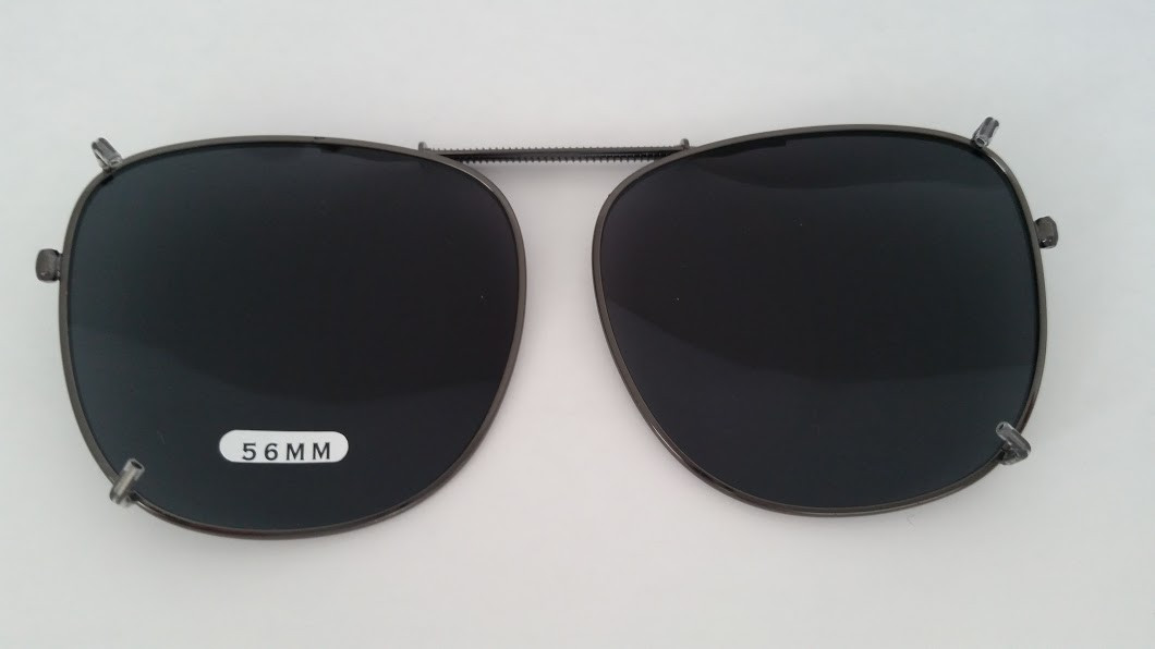 Large Pilot Clip-On Sunglasses Pol/Smk #5256 Frame 5 " to 5 1/2 Lenses 2 "H  x 2 1/4 W - EyeNeeds