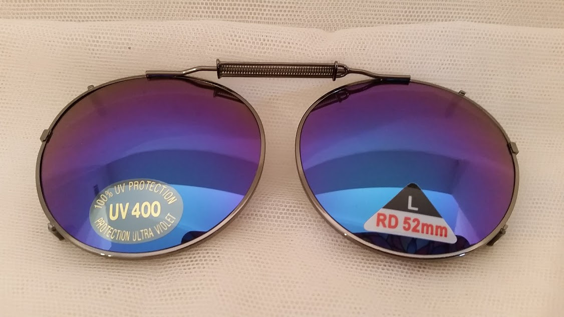 Round Adjustable Clip On Mirrored Lenses #L9302Rv ..Frame: 4 1/8"-4 1/2 ...  Lenses: 2 1/8 W X 2 H - EyeNeeds