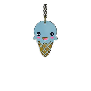 Happy Ice Cream Necklace - Light Blue