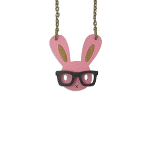 Nerd Bunny Necklace - Soft Pink