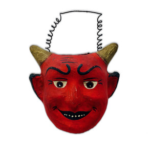 Folklore Paper Mache Devil Head Container