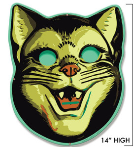 Happy Cat Mask Metal Sign
