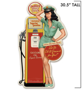Bettie Page Service Station Metal Sign - Large