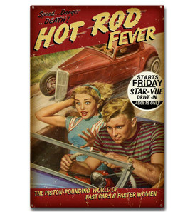 Hot Rod Fever Metal Sign