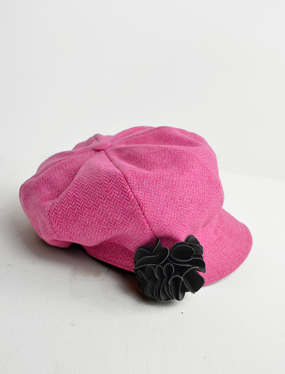 pink newsboy hat