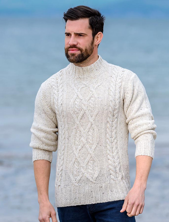 Download Wool Cashmere Aran Mock Turtleneck Sweater,mens mock ...