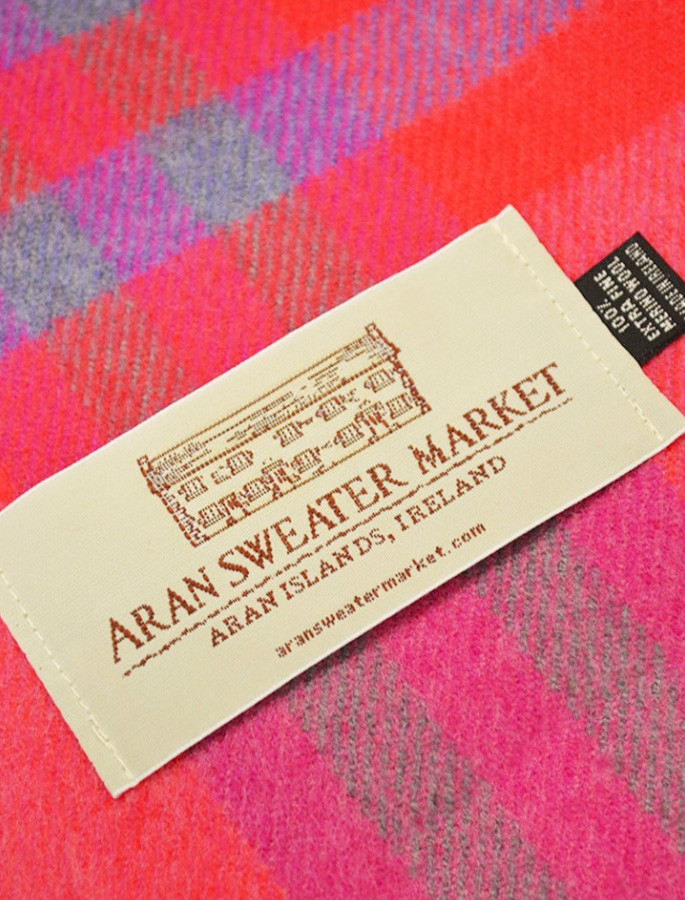 Fuchsia Pink Fine Merino Wool Scarf | Aran Sweater Market