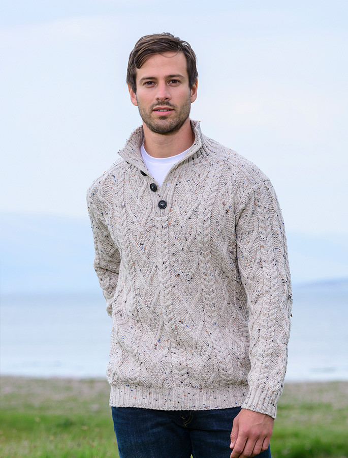 Wool Sweater for Men, Cable Knit 