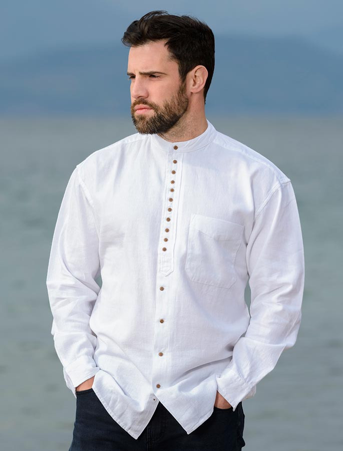 grandfather shirt plain aran