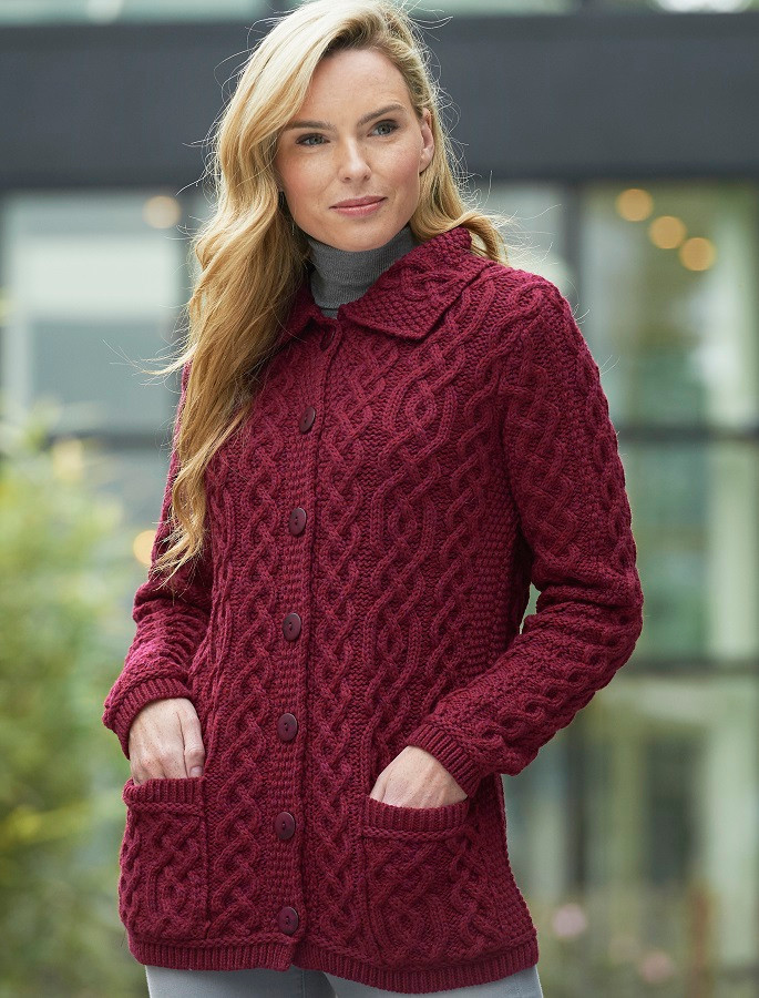 Ladies Merino Button Cardigan | Aran Sweater Market