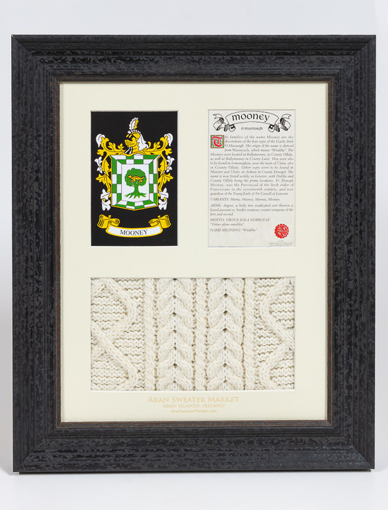 Mooney Clan Aran & History Display Original Mooney Name Pattern