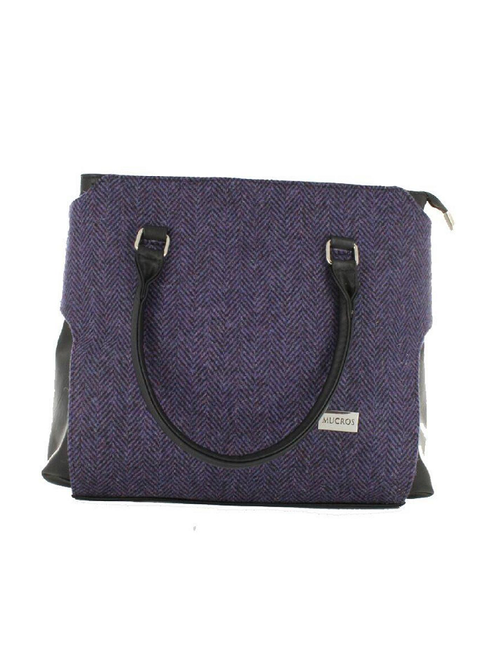 tweed and leather bag