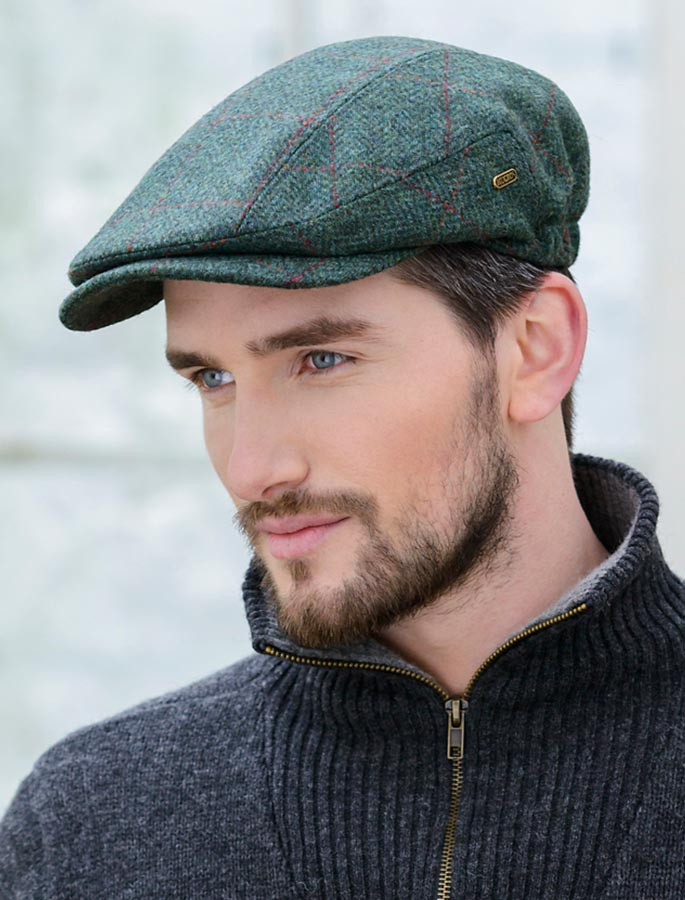 mens green flat caps