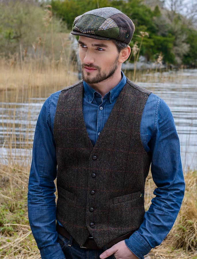 flat cap and waistcoat
